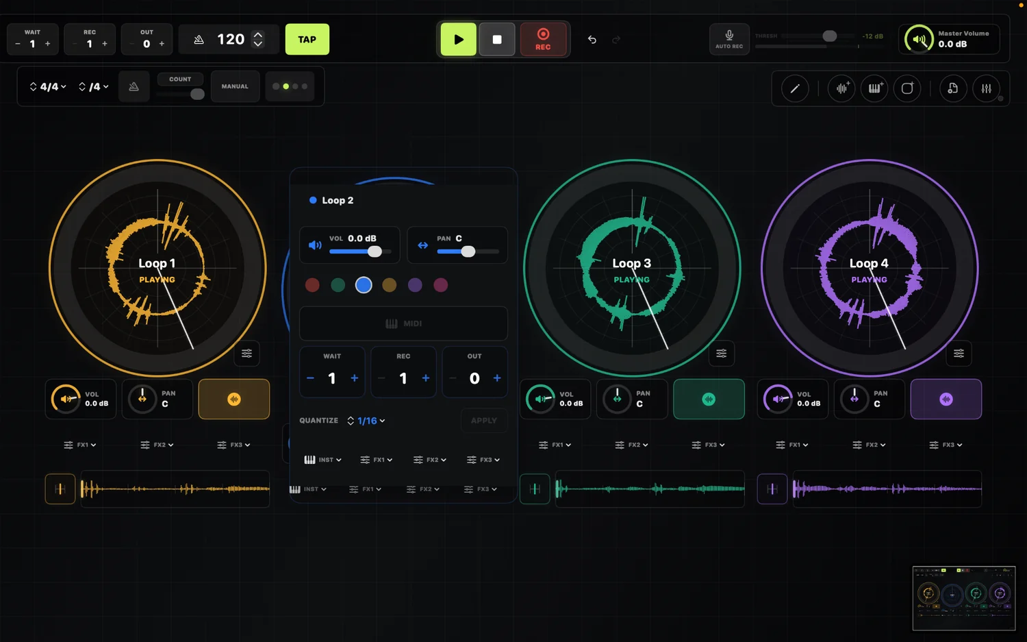 Loop control panel